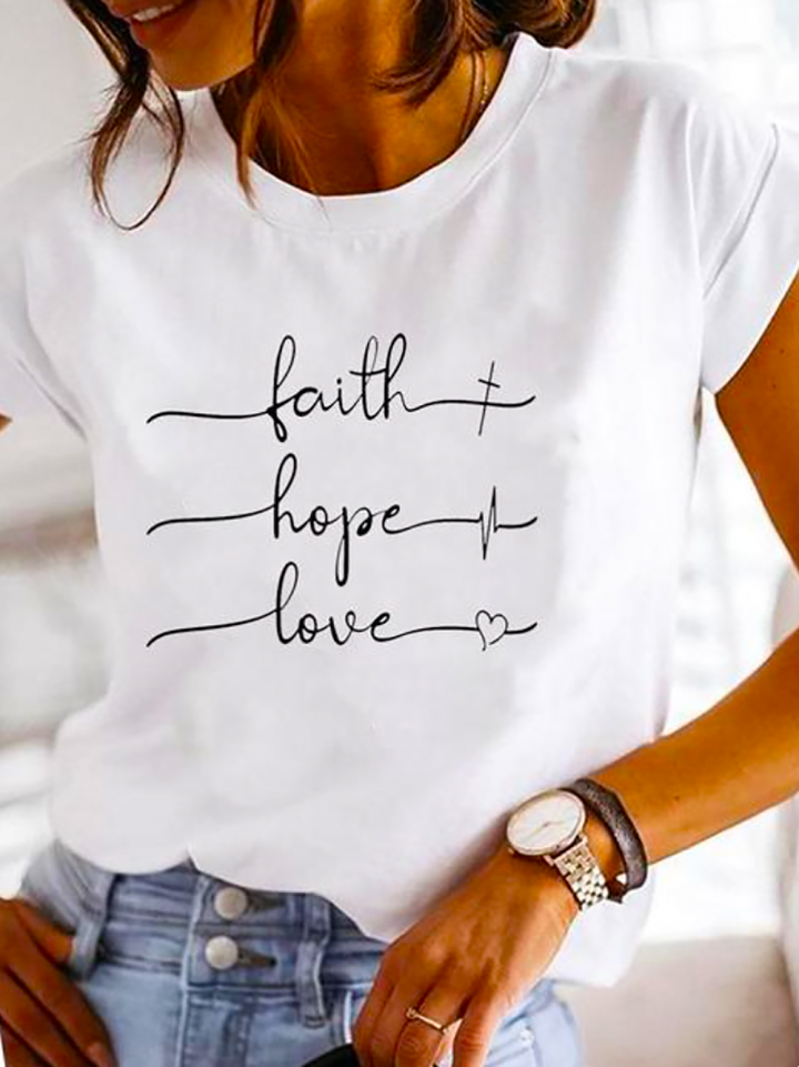 Dámské triko Faith, Hope, Love BÍLÉ vel.36