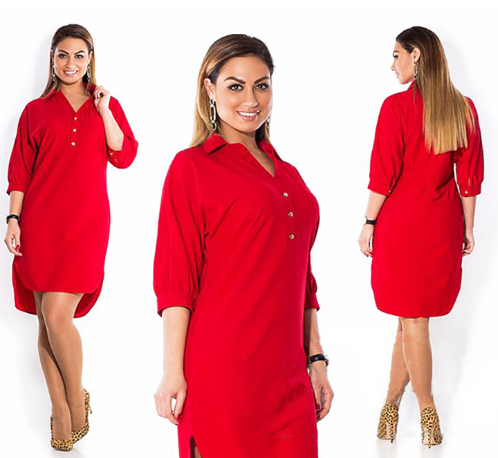Trendy košilové šaty BIG SIZE ČERVENÉ vel.46